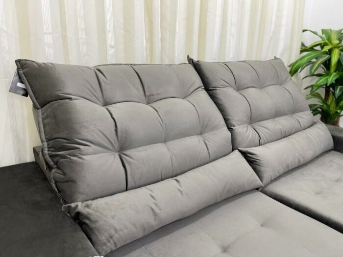 Sofá Retrátil Reclinável Bérgamo 2.30m - Cinza Veludão - Imagem 5