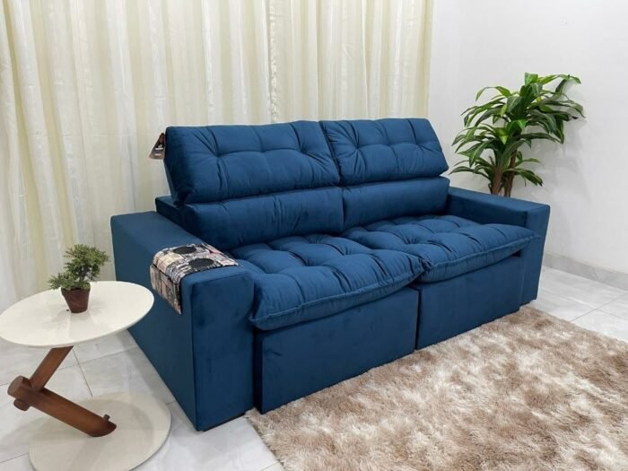 Sofá Retrátil Reclinável Colorado 2.30m - Azul Veludão - Imagem 4