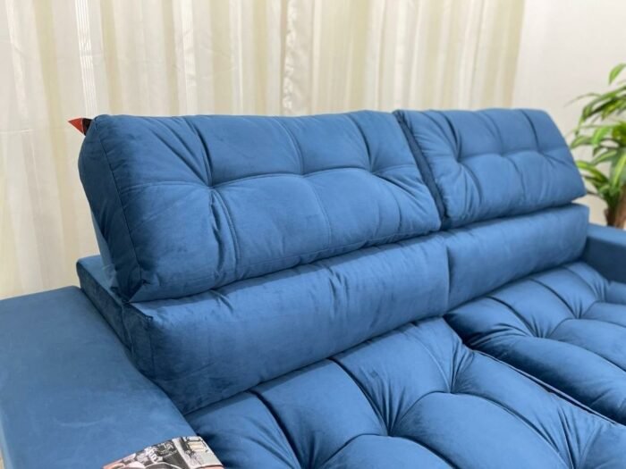 Sofá Retrátil Reclinável Colorado 2.30m - Azul Veludão - Imagem 5