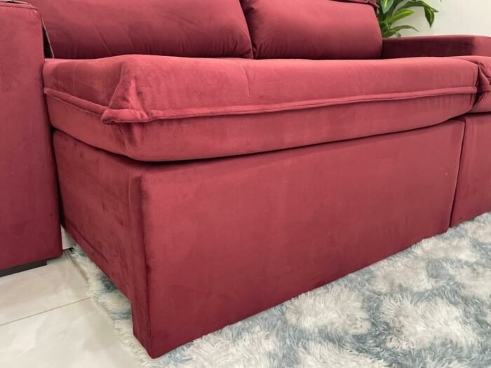 Sofá Retrátil Reclinável Santorini 2.50m - Vinho Veludão - Imagem 2