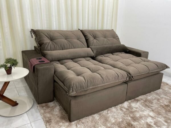 Sofá Retrátil Reclinável Avalon 2.50m - Marrom Veludão