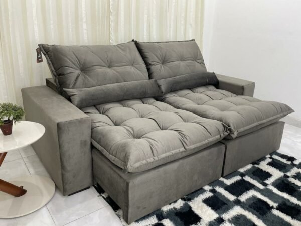 Sofá Retrátil Reclinável Avalon 2.50m - Cinza Veludão