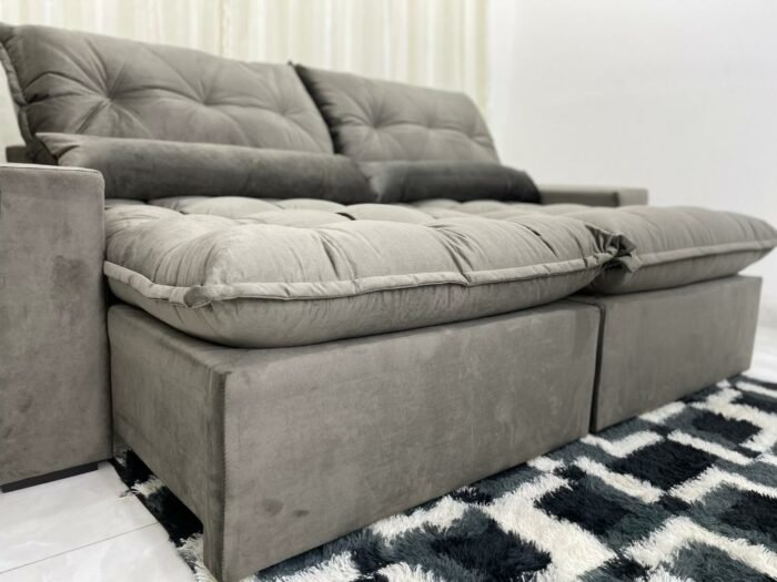 Sofá Retrátil Reclinável Avalon 2.50m - Cinza Veludão - Imagem 2