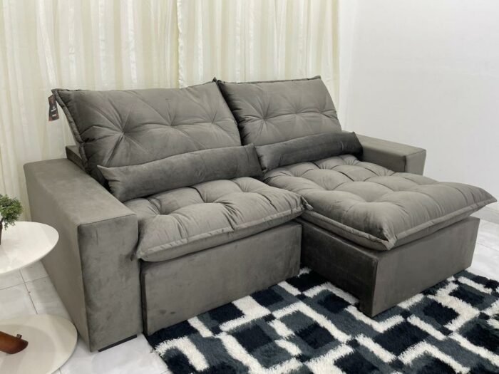 Sofá Retrátil Reclinável Avalon 2.50m - Cinza Veludão - Imagem 3