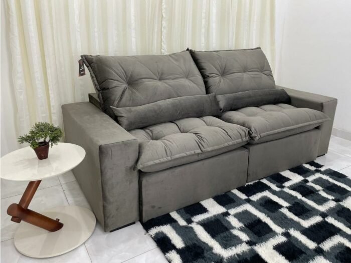 Sofá Retrátil Reclinável Avalon 2.50m - Cinza Veludão - Imagem 4