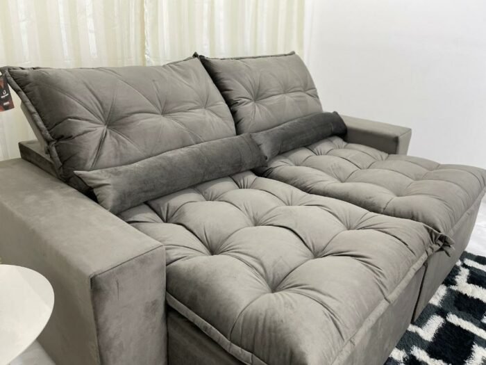 Sofá Retrátil Reclinável Avalon 2.50m - Cinza Veludão - Imagem 5