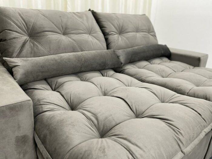 Sofá Retrátil Reclinável Avalon 2.50m - Cinza Veludão - Imagem 6