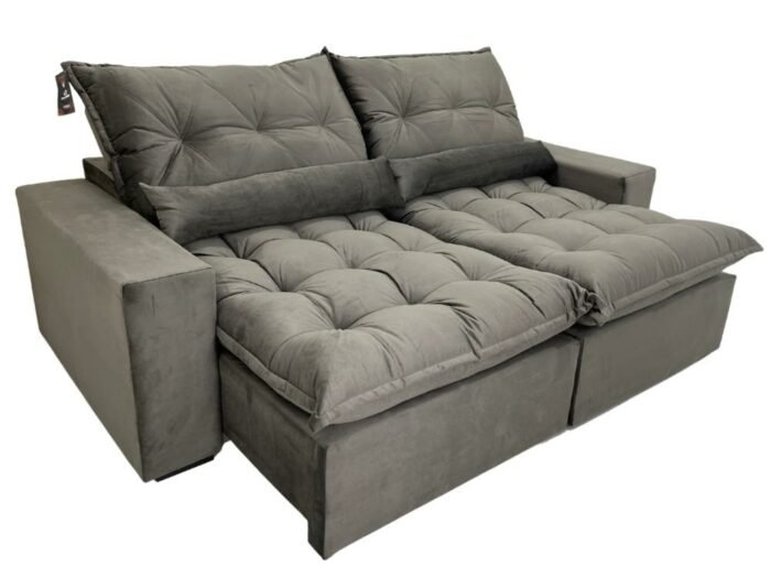 Sofá Retrátil Reclinável Avalon 2.50m - Cinza Veludão - Imagem 8