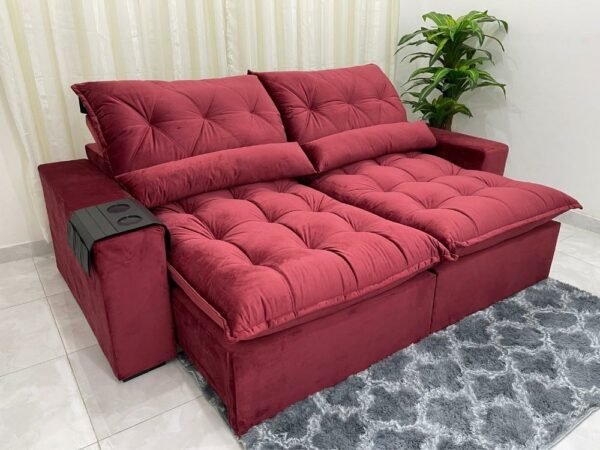 Sofá Retrátil Reclinável Avalon 2.50m - Vinho Veludão