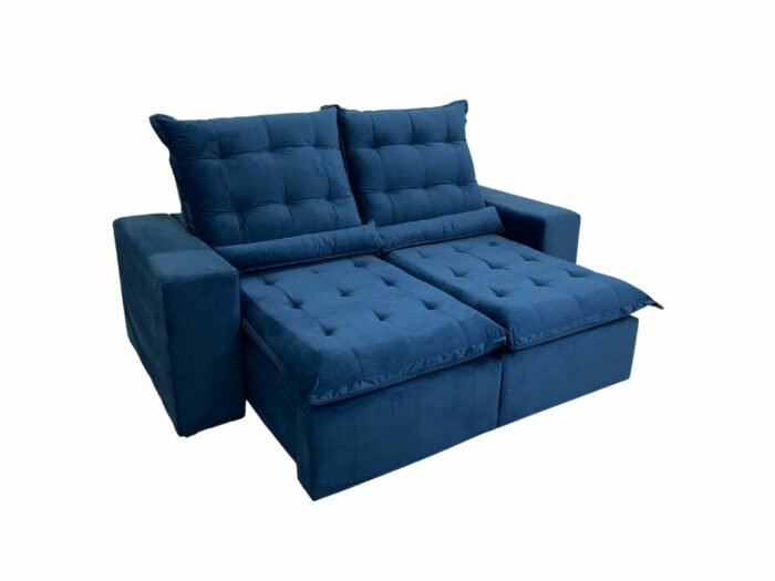 Sofá Retrátil Reclinável Kauã 2.00m - Azul Veludão - Imagem 9