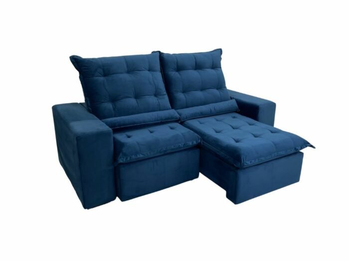 Sofá Retrátil Reclinável Kauã 2.00m - Azul Veludão - Imagem 11
