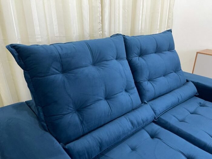 Sofá Retrátil Reclinável Kauã 2.00m - Azul Veludão - Imagem 7