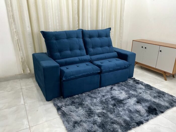 Sofá Retrátil Reclinável Kauã 2.00m - Azul Veludão - Imagem 3
