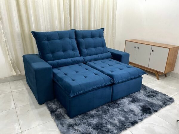 Sofá Retrátil Reclinável Kauã 2.00m - Azul Veludão