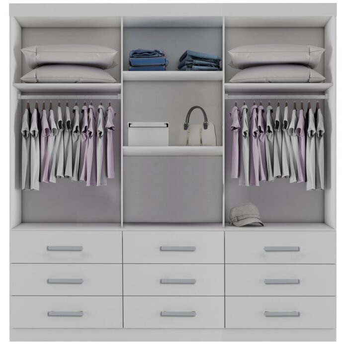 Guarda-Roupa 3 Portas(Sem Pés)Athenas 1,80 m Branco  - BIANCHI - Imagem 2