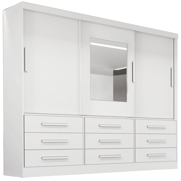 Guarda-Roupa 3 Portas(Sem Pés)Athenas 1,80 m Branco  - BIANCHI - Imagem 3