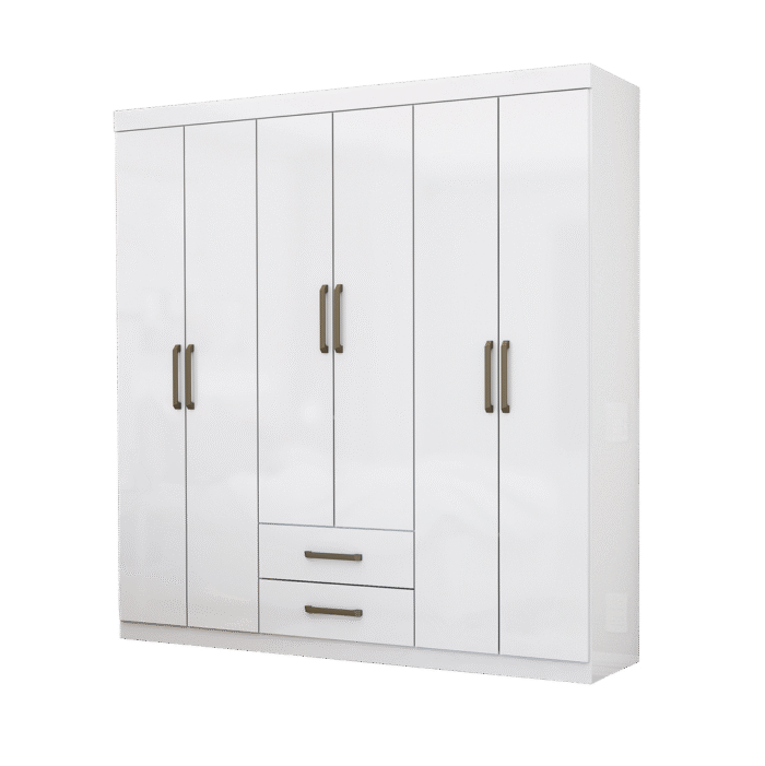 Guarda-Roupa 6 Portas(Sem Espelho/Sem Pés) Áries 1,53 m Branco – CARIOCA MÓVEIS - Imagem 2