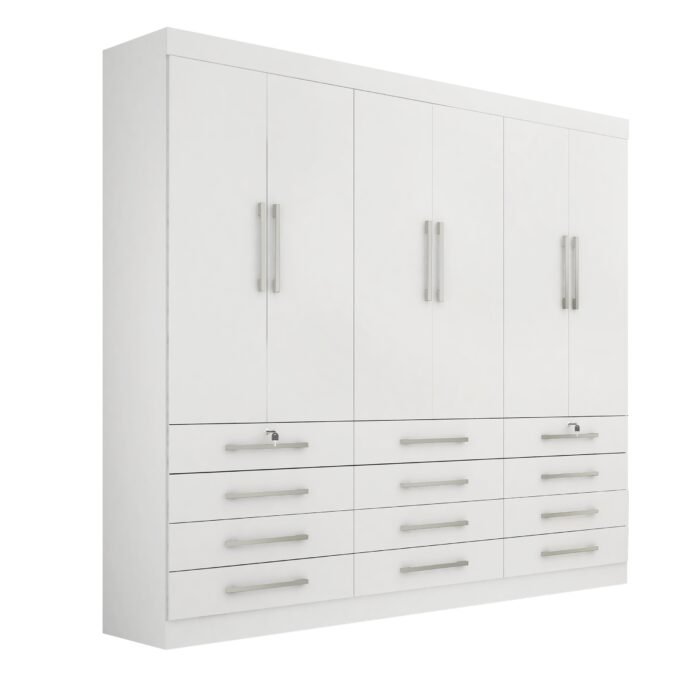 Guarda-Roupa 6 Portas Mônaco 2,40 m Branco - D'DORO MÓVEIS - Imagem 2