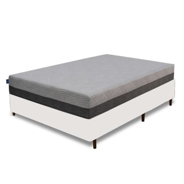 Colchão Casal D28/D40 Fit Visco + Base Box Simples Corino Branco – UMAFLEX + BIOSTAR