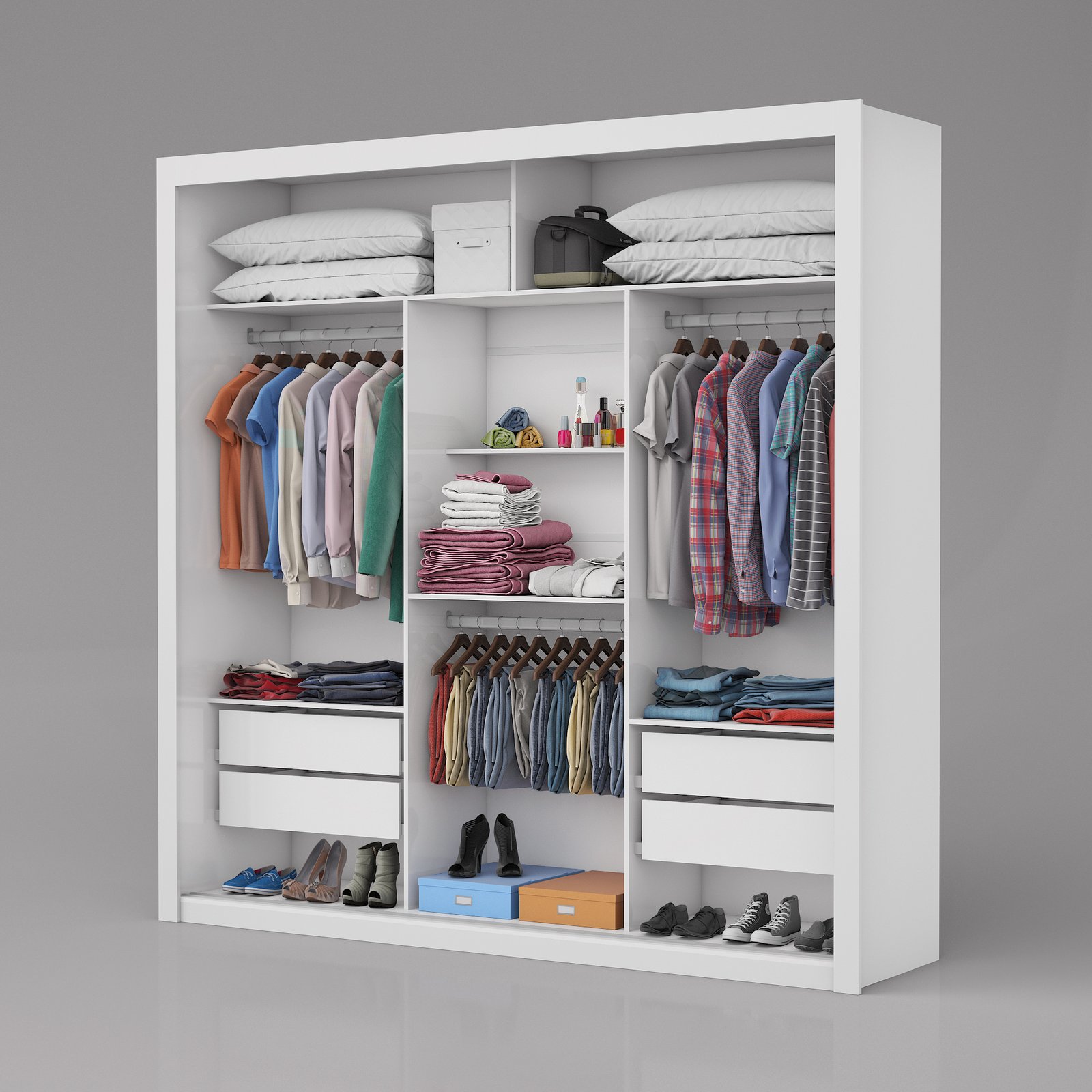 Guarda-Roupa Veneza/Clara/Berlim Premium(3 Portas espelhadas) 1,855 m Branco - CARIOCA MÓVEIS - Imagem 3