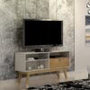 Rack até 50" Houston Off White/Cinamono - VALDEMÓVEIS