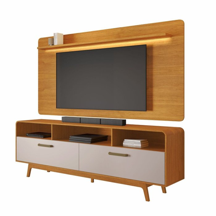 Painel até 70″ Cristal Cinamono + Rack Cristal Cinamono/Off White – JCM MOVELARIA - Imagem 7