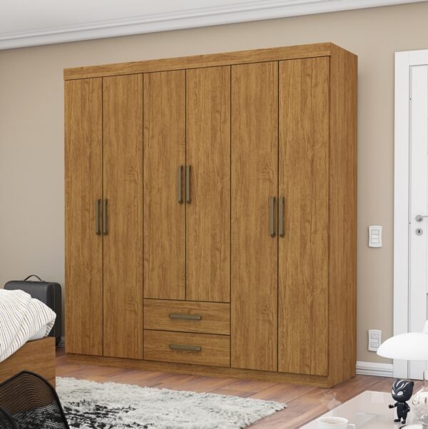 Guarda-Roupa 6 Portas(Sem Espelho/Sem Pés) Áries 1,53 m Cinamono – CARIOCA MÓVEIS