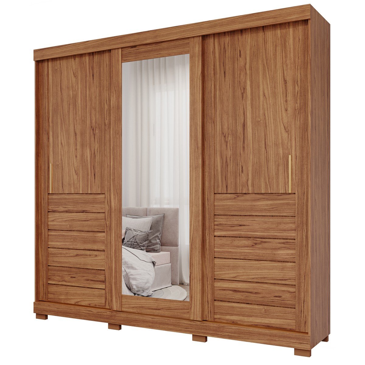 Guarda-Roupa 3 Portas Slide Cecília 2,352 m Cinamono - PANAN MÓVEIS - Imagem 2