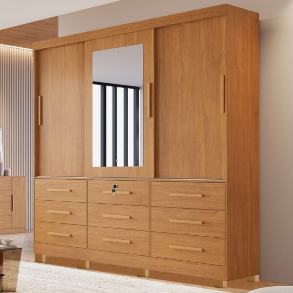 Guarda-Roupa 3 Portas(Com Pés)Athenas 1,80 m Nature – BIANCHI