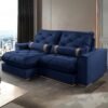 Sofá Retrátil e Reclinável Poseidon 029 2,50 m Veludo Azul - VICAM ESTOFADOS