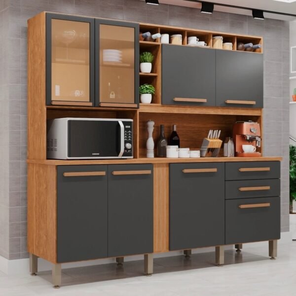 Kit Cozinha Antonela Prime 2,10 m Cinamono/Grafite - IMOP