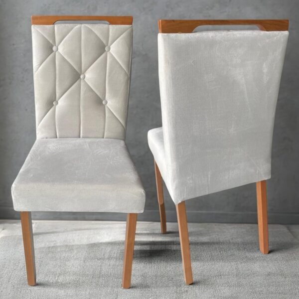 Kit 2 Cadeiras Yasmim Veludo Bege - KM DECOR