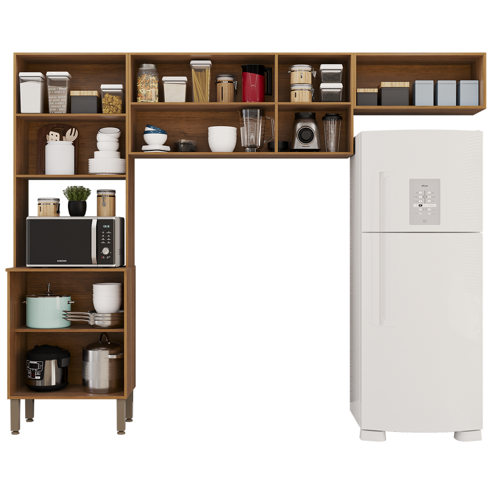 Cozinha 3 Peças New Valência (S/Balcão) Cinamomo/Off White - SALLÊTO - Imagem 2