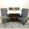 Mesa Madri 90x90 Cinamono/Off White com 4 Cadeiras Sophia/Capri Veludo Grafite – MINASPLAC + WM DECOR