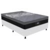 Colchão Casal New York + Base Box Simples Corino Branco – GAZIN COLCHÕES + BIOSTAR