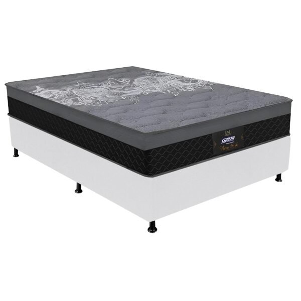 Colchão Casal New York + Base Box Simples Corino Branco – GAZIN COLCHÕES + BIOSTAR