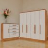 Guarda-Roupa 6 Portas Veneza/Padova + Cômoda Chicago/Berlim Cinamomo/Off White – TCIL