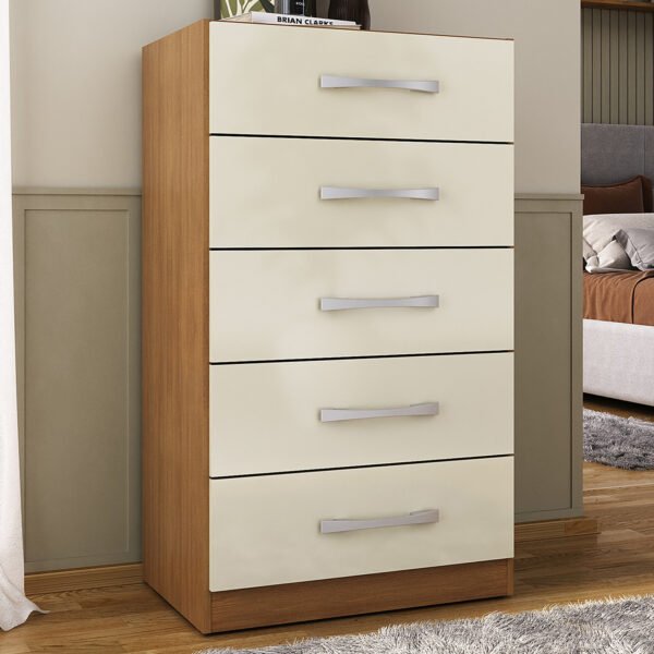 Cômoda 5 Gavetas Savana 51CO0523 Cinamomo/Off White - RODIAL MÓVEIS