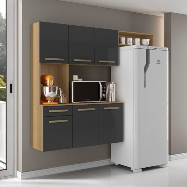 Cozinha Suspensa Carol 1,63 m Atacama/Grafite – ARAMÓVEIS