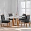 Mesa Ayres 120 Mel/Off White com 4 Cadeiras Yasmim Veludo Preto – VIEIRA DECOR