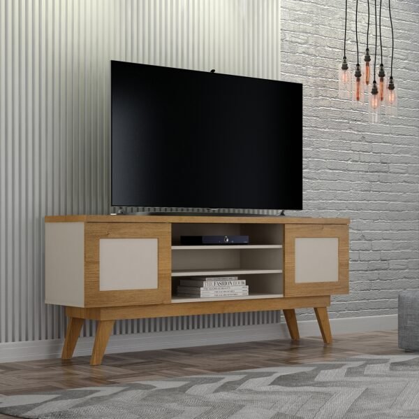 Rack até 65" Detroit Cinamono/Off White - VALDEMÓVEIS