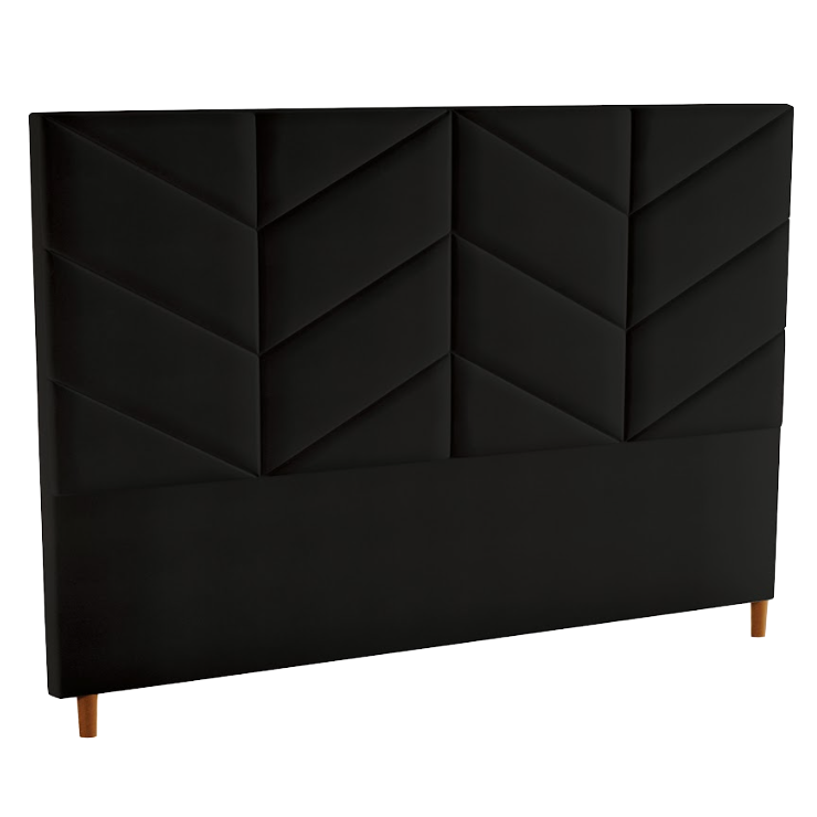 Cabeceira Queen Berlim Veludo Preto B013 - LARMOVEIS/TREVO ESTOFADOS - Imagem 2