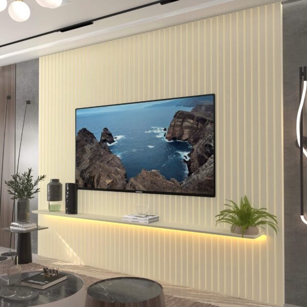 Painel até 85" Nobre Ripado 230 Off White - GELIUS