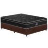 Colchão Casal Pérola Negra D33 + Base Box Simples Corino Marrom – GAZIN COLCHÕES + BIOSTAR