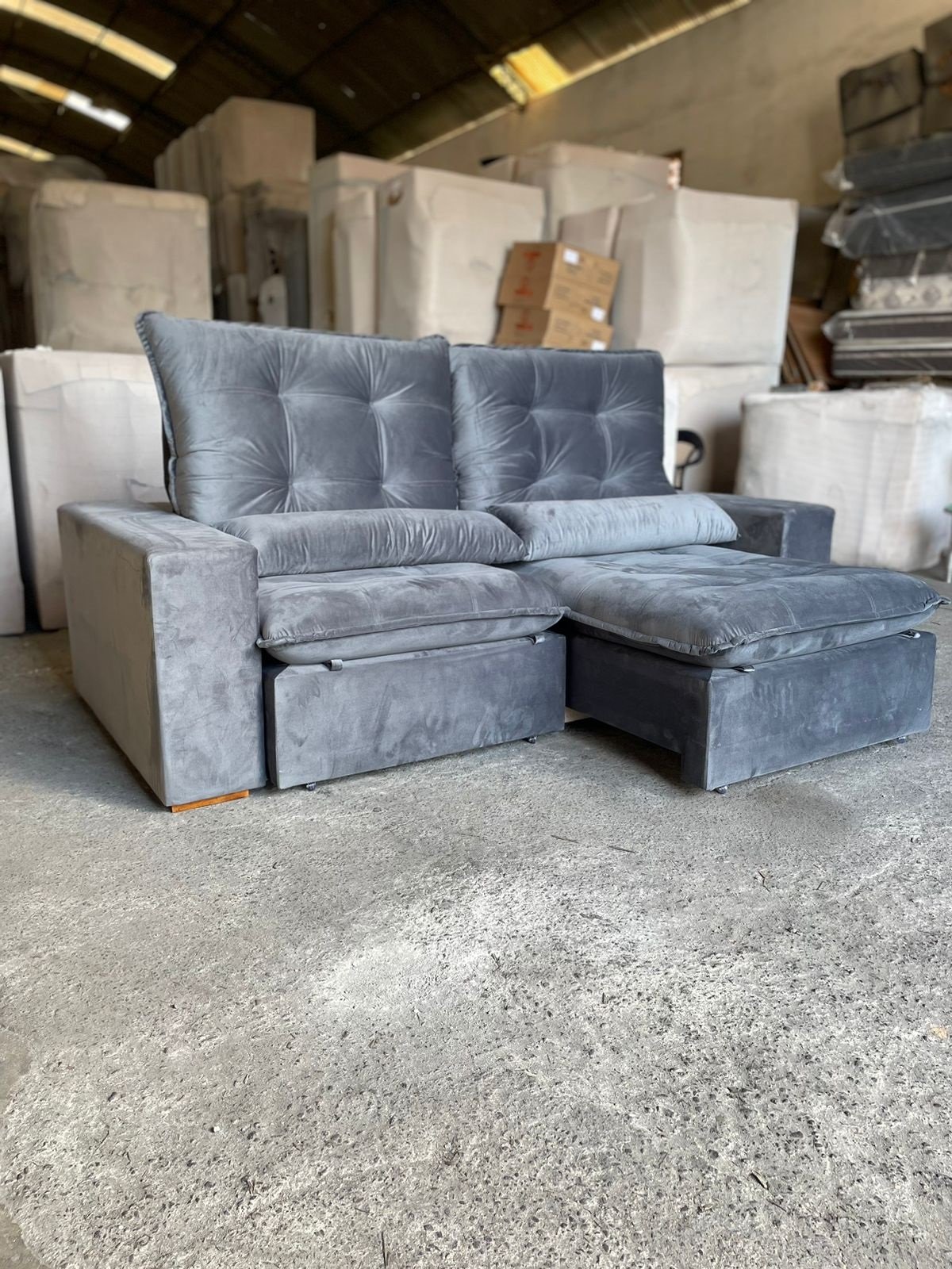 Sofá Retrátil e Reclinável Malu 2,50 m Cinza Grafite – D’VITRINE ESTOFADOS - Imagem 3