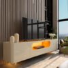 Rack Nobre 210 (Pes de Vidro) Off White/Naturale - GELIUS