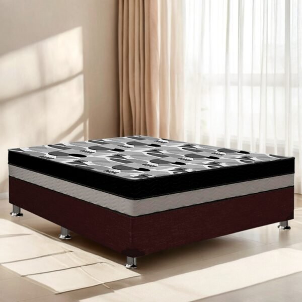 Colchão Casal ISO Dupla Face + Base Box Simples Corino Marrom – ORTOBOM + BIOSTAR