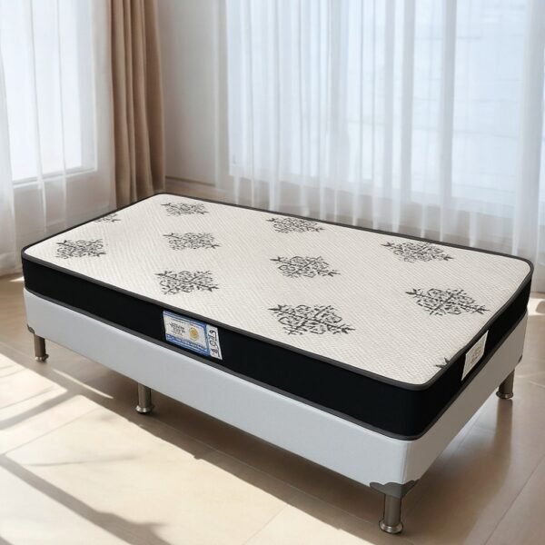 Colchão Solteiro Light D20 + Base Box Simples Corino Branco – ECOTEC + BIOSTAR