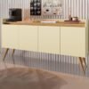 Buffet 4 Portas Gold Pérola/Mel - MÓVEIS PRIMUS
