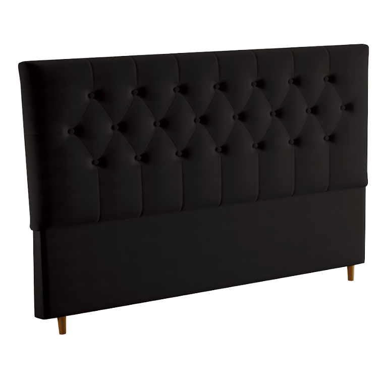Cabeceira Queen Turim Veludo Preto B013 - LARMÓVEIS/TREVO ESTOFADOS - Imagem 2